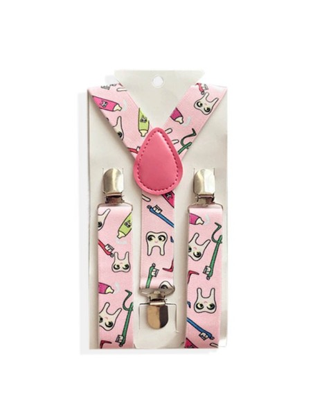 Roze babybretels met tandjes