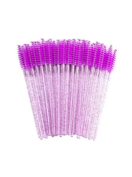 Wimperborsteltjes Paars Glitter 50st.