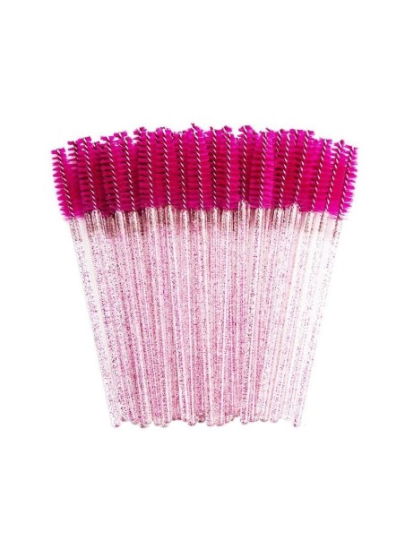 Wimperborsteltjes Fuchsia Roze Glitter 50st.