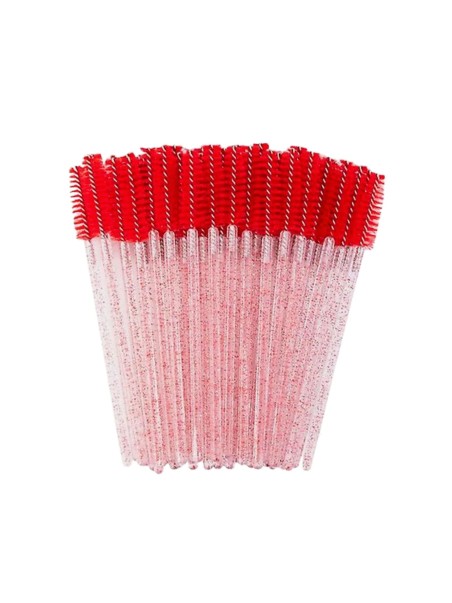 Wimperborsteltjes Rood Glitter 50st.