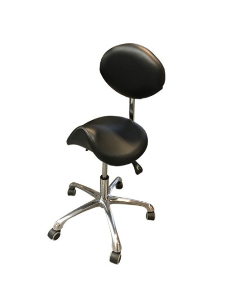 Tabouret - Zadelzit met rugleuning zwart