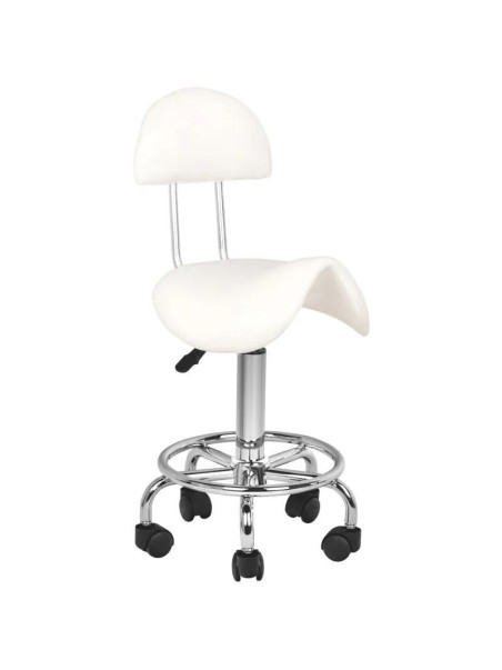Zadelzit kruk (ponyseat) met rugleuning wit