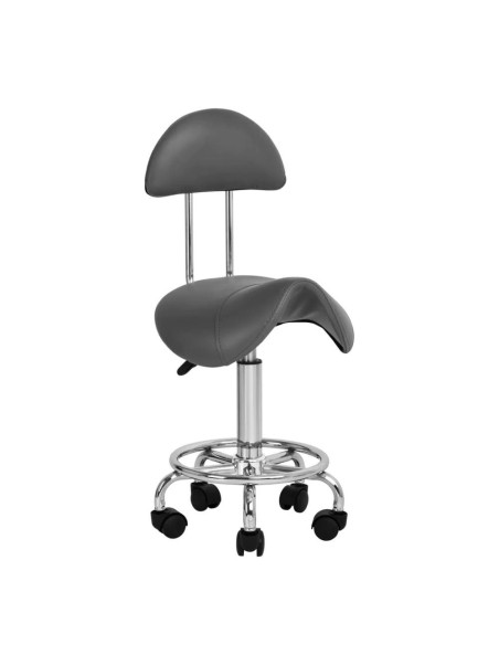Zadelzit kruk (ponyseat) met rugleuning grijs