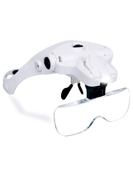 Loepbril + LED (loupe bril) Wit + 5 vergroting lenzen